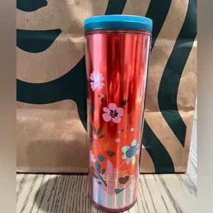 Starbucks Love Confetti Tumbler Iridescent Floral Hearts Hot Coffee Cup 16oz NEW